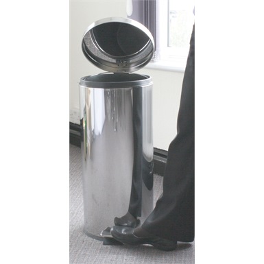 30 Litre Pedal Oporated Bin, Stainless Steel Mirror Finish